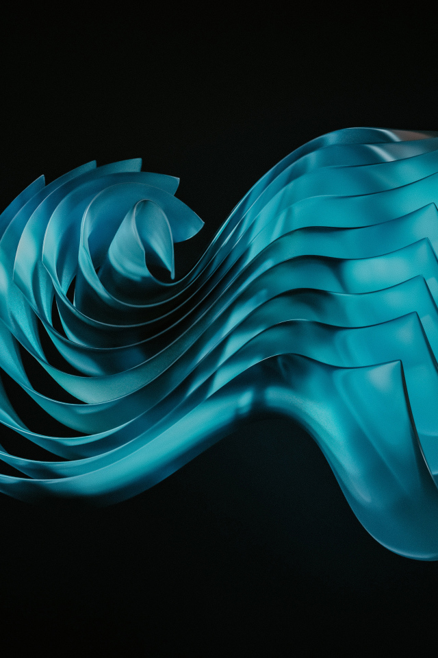 Голубые волны на черном фоне 3д графика