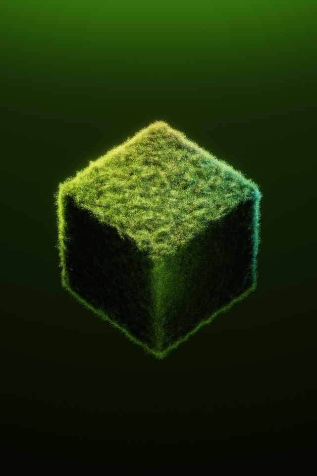 Куб на зеленом фоне 3д графика
