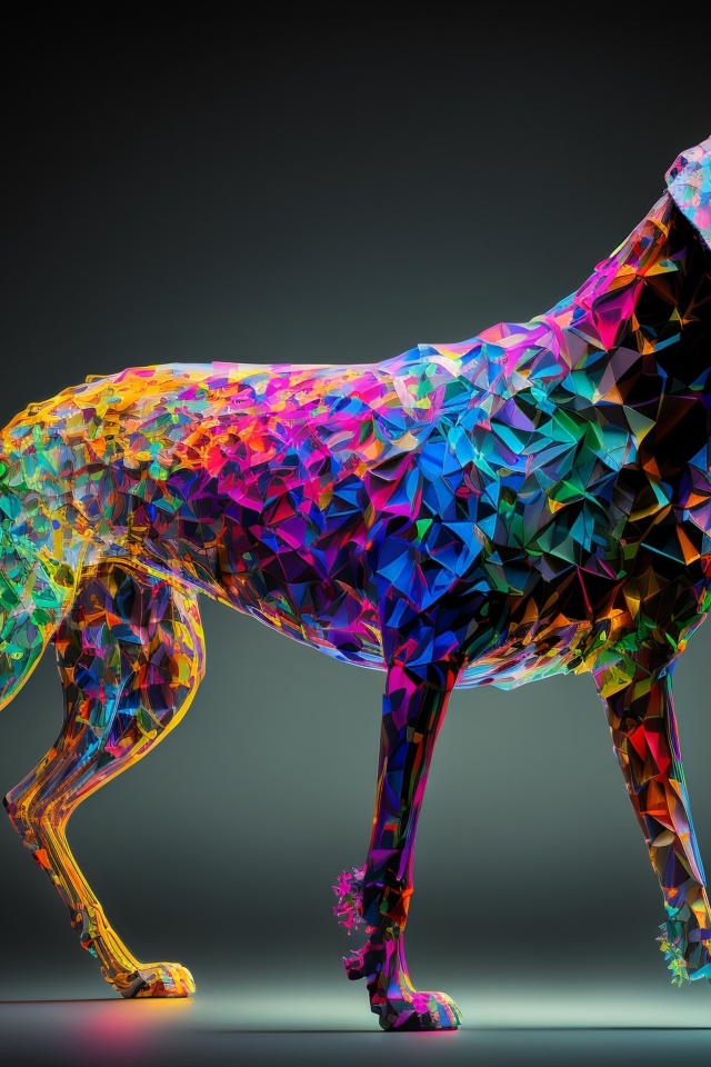 Нарисованная разноцветная собака 3д графика