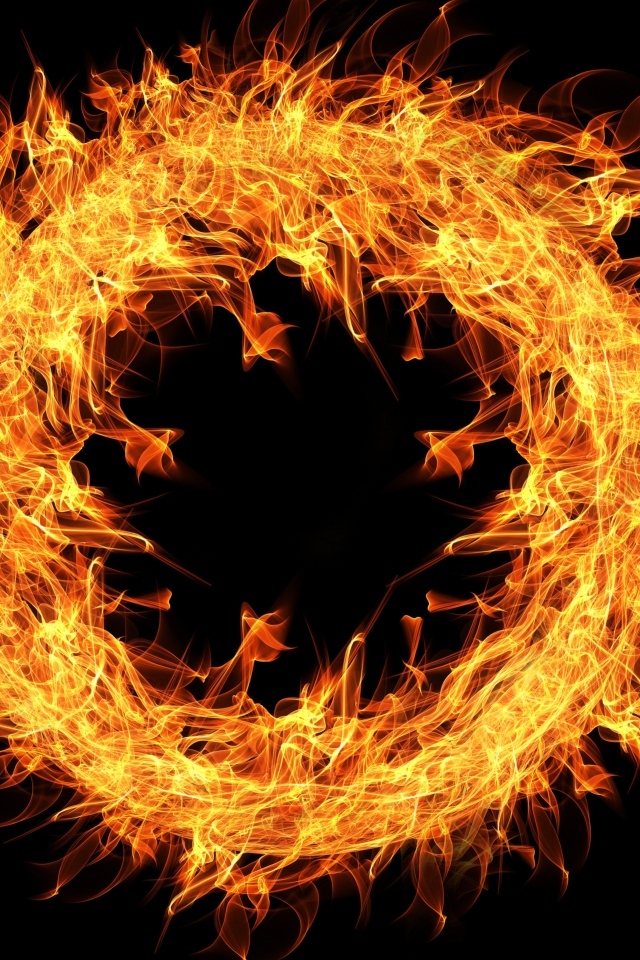 Огненное 3д кольцо на черном фоне