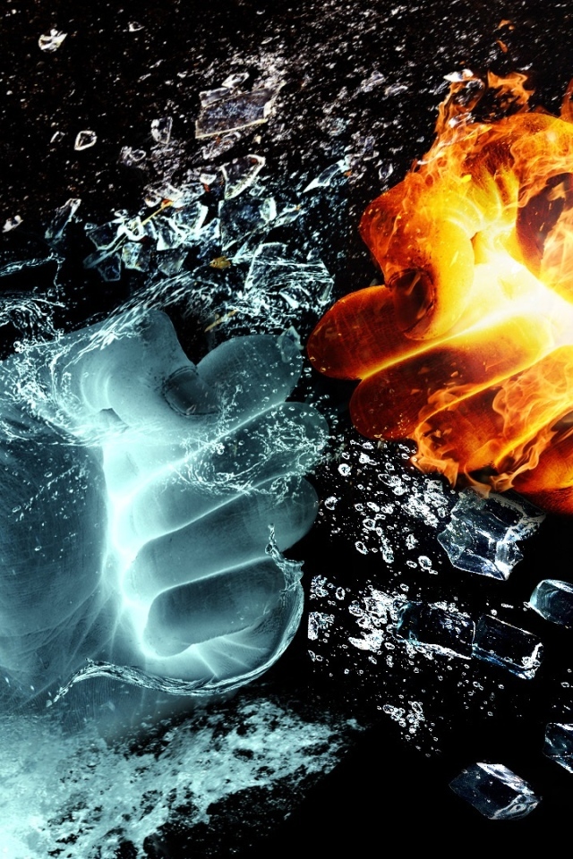 Огненный и водный кулак 3д графика