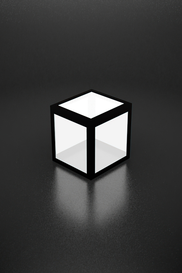 Светящийся белый куб на сером фоне