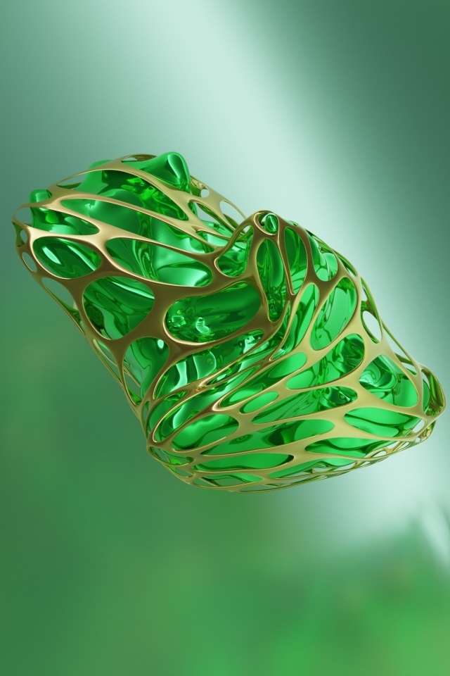 Зеленый 3д кристалл на фоне