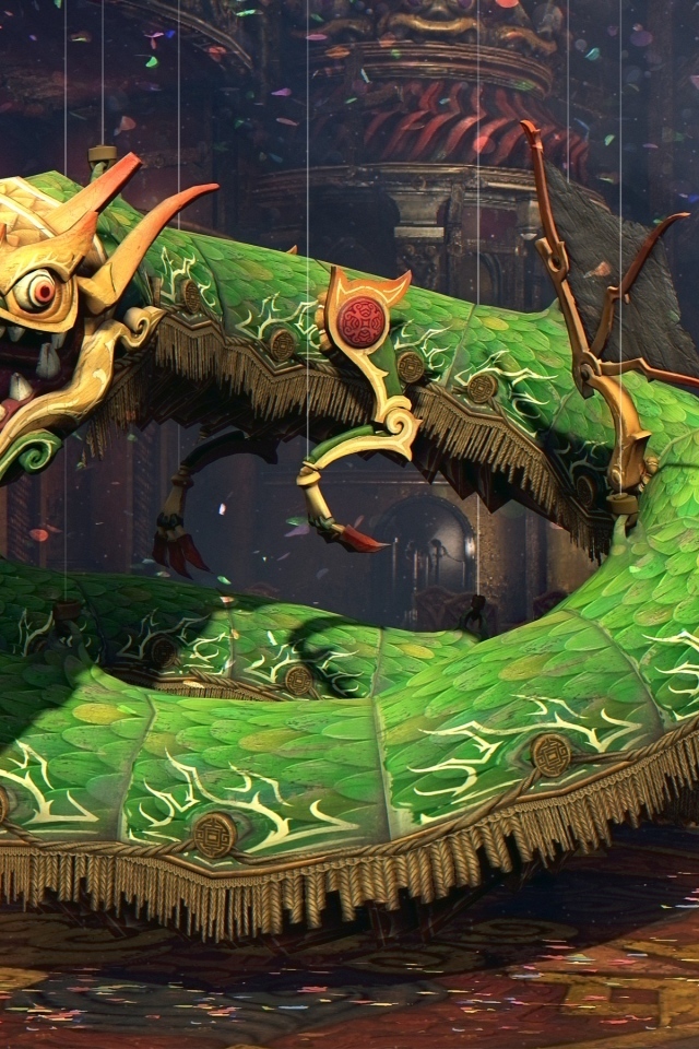 Зеленый китайский 3д дракон