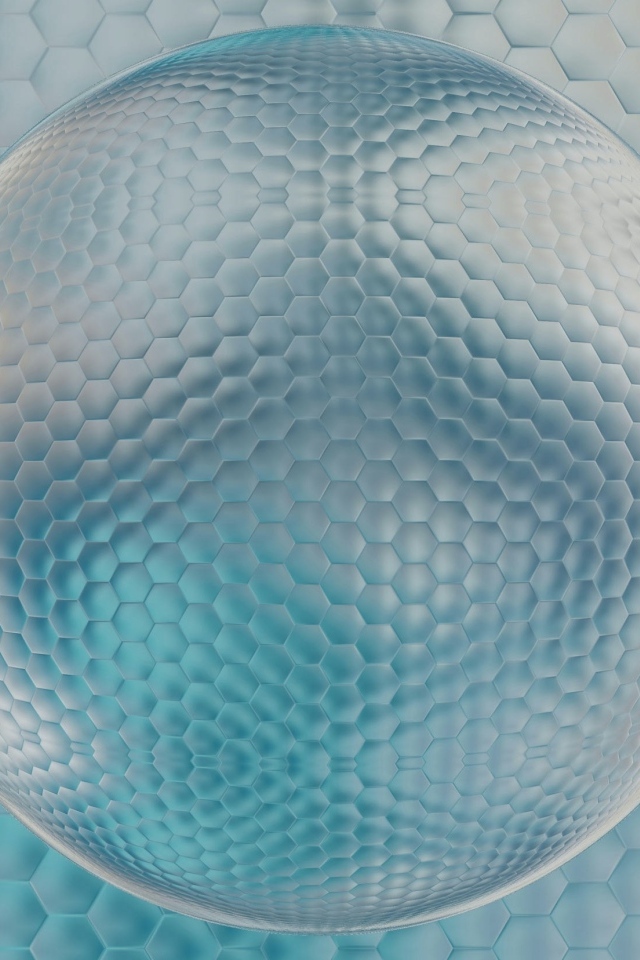 Большой 3д шар на сером фоне с сотами