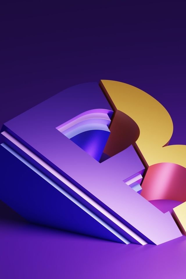 Большая 3д буква на фиолетовом фоне