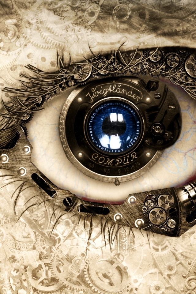 Механический 3д глаз девушки