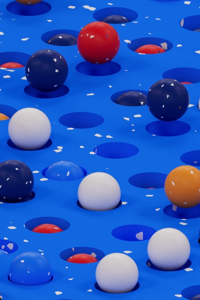 Разноцветные шарики на синем поле 3д графика