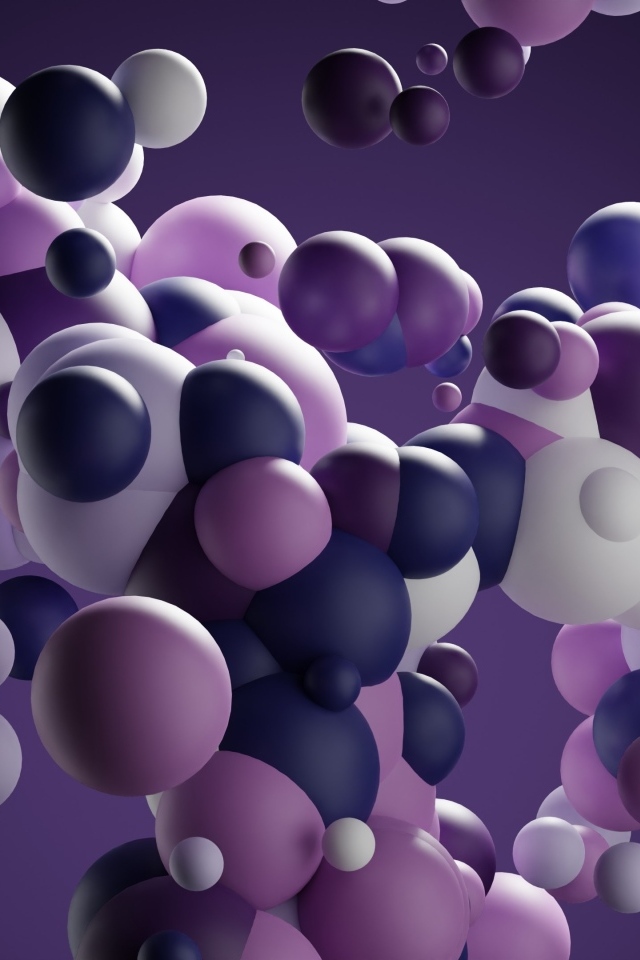 Разноцветные молекулы на фиолетовом фоне
