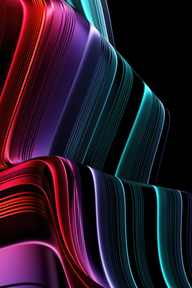 Разноцветные абстрактные волновые линии на черном фоне