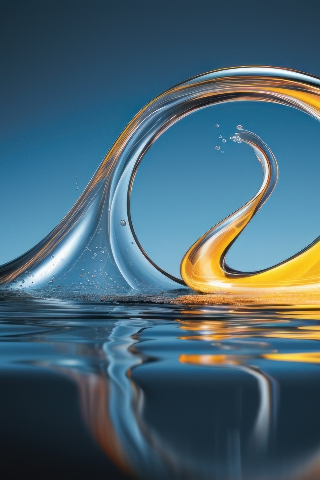 Оранжевая абстрактная волна в воде 