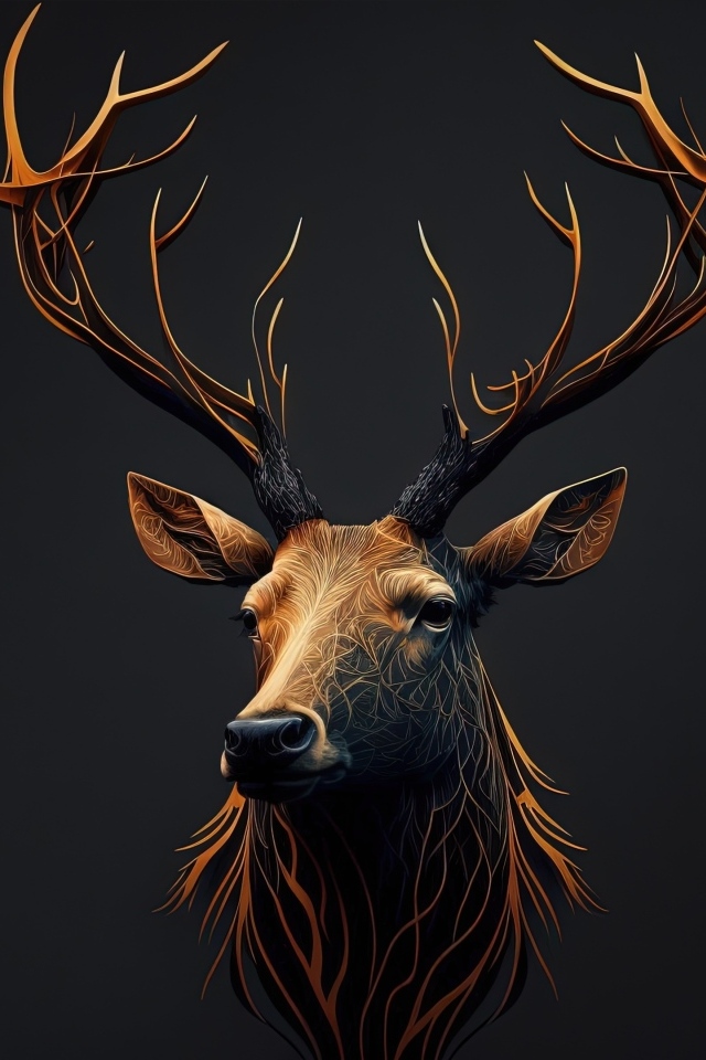 Нарисованная голова оленя на стене