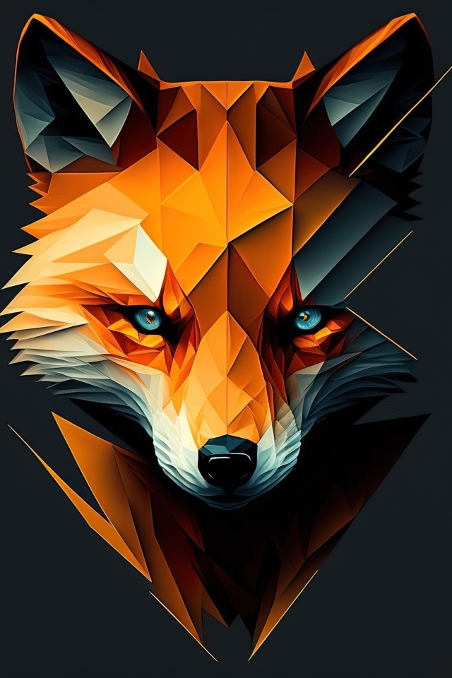 Нарисованная голова лисы на черном фоне