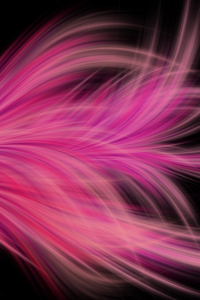 Розовое фрактальное перо на черном фоне