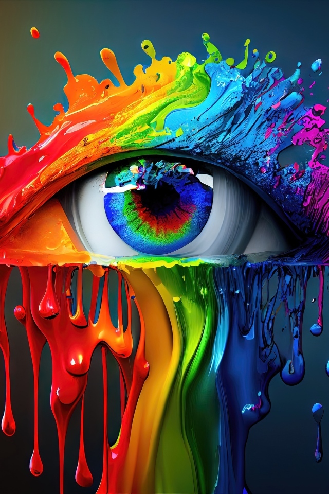Глаз нарисован разноцветными красками
