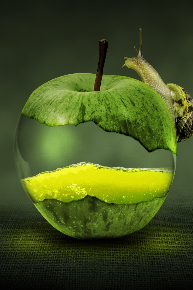 Необычное яблоко с улиткой 3д графика