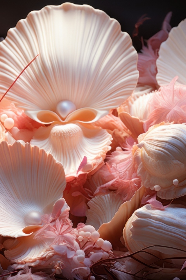 Необычные розовые ракушки с жемчужинами