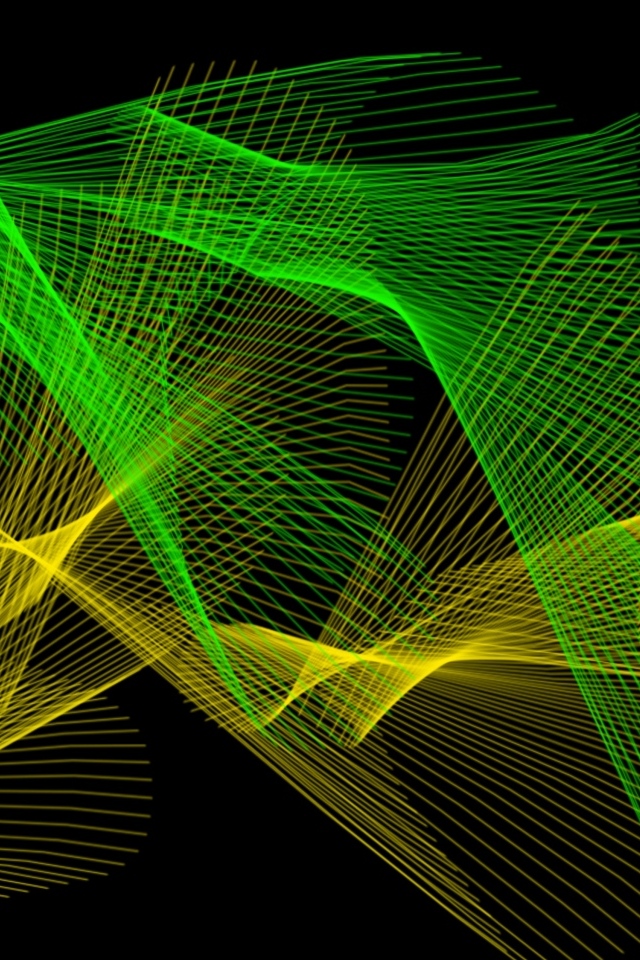 Желтая и зеленая абстрактная сетка на черном фоне