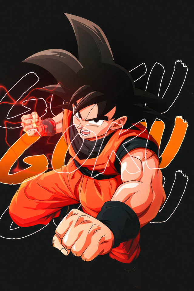 Anime character Son Goku on a black background