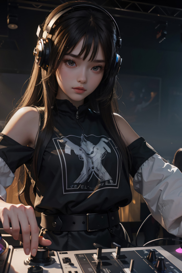 Девушка аниме за диджейским пультом