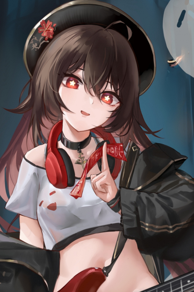 Девушка аниме с гитарой в руках