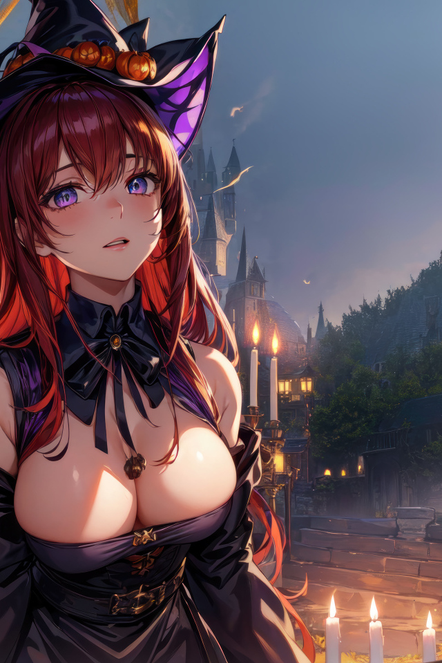 Девушка аниме в костюме ведьмы
