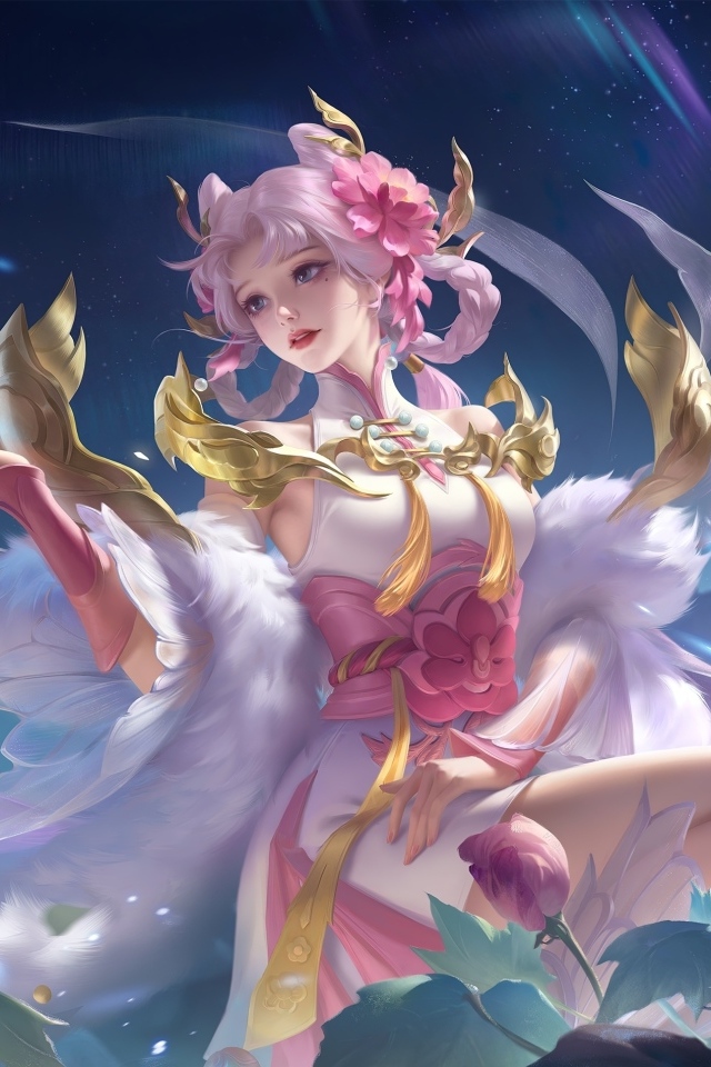 Девушка аниме в воздухе с животными