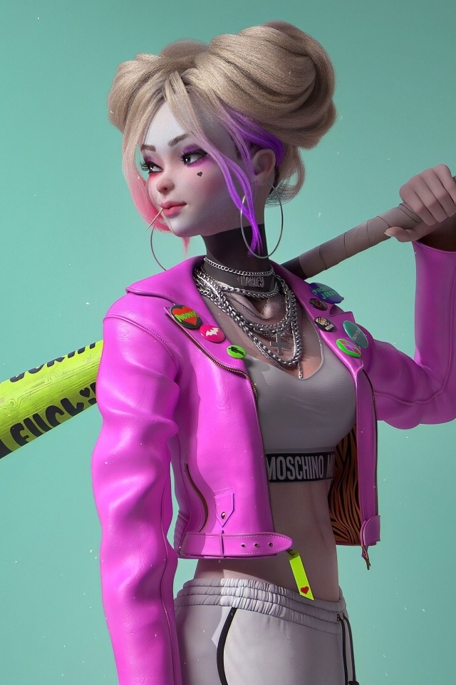 Девушка аниме с битой в руках