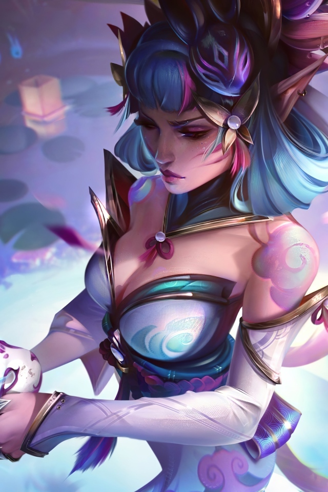 Девушка аниме с маской в руках