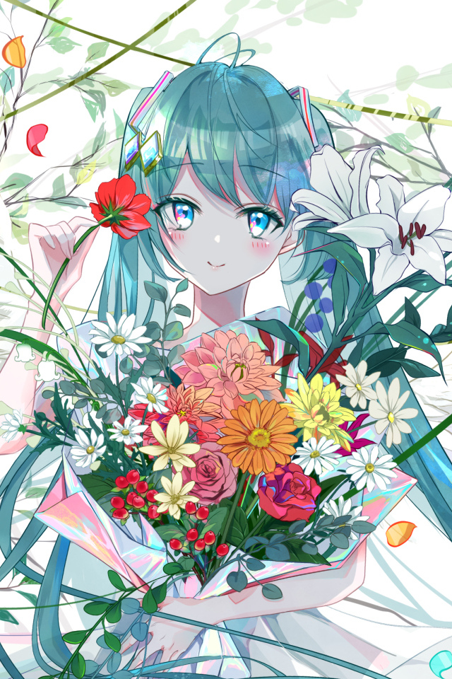 Девушка аниме с голубыми волосами Hatsune Miku