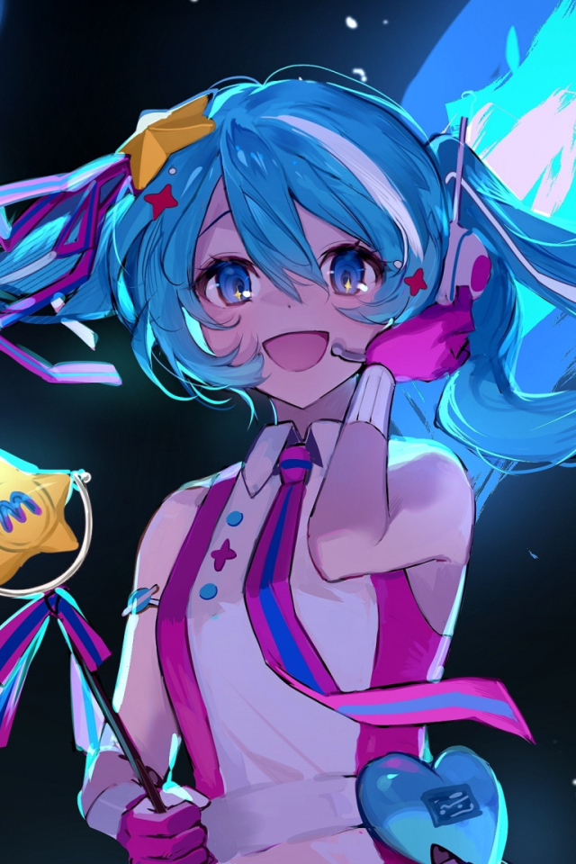 Девушка аниме с длинными голубыми волосами