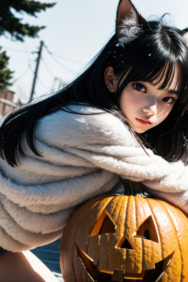 Anime girl with pumpkin