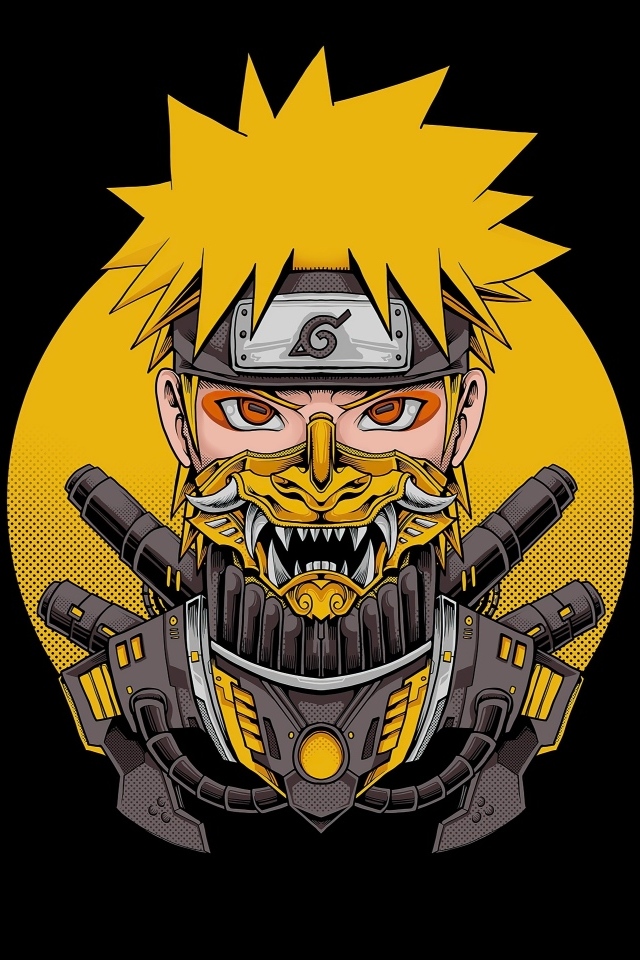 Персонаж Наруто Удзумаки на черном фоне