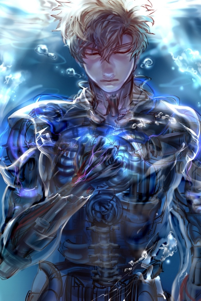 Мужчина аниме под водой