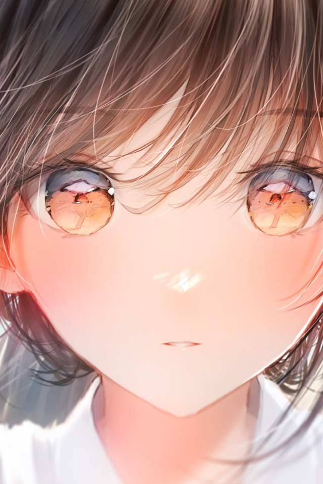 Большие карие глаза девушки аниме