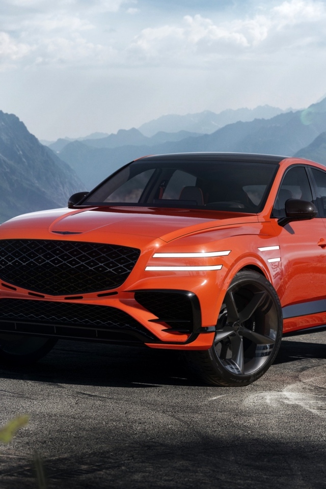 Красный автомобиль  Genesis GV80 Coupe Concept 2023 года