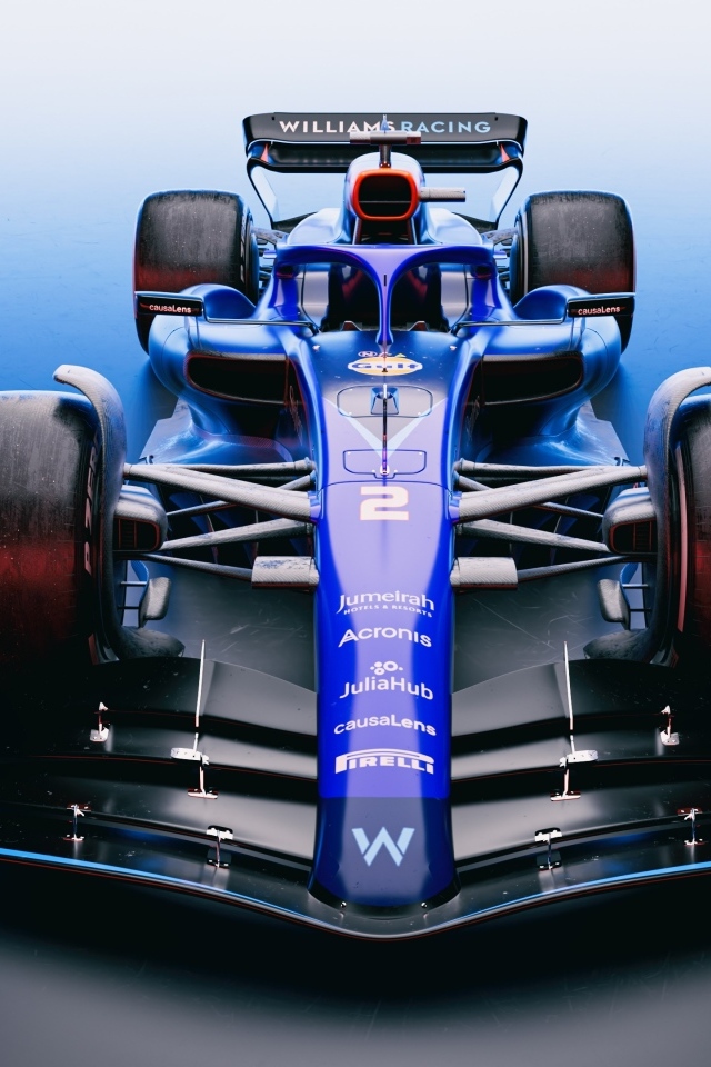 Вид спереди на гоночный автомобиль Williams Racing FW45