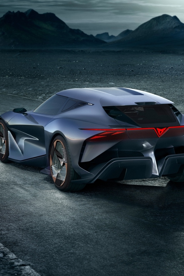 Вид сзади на автомобиль Cupra DarkRebel