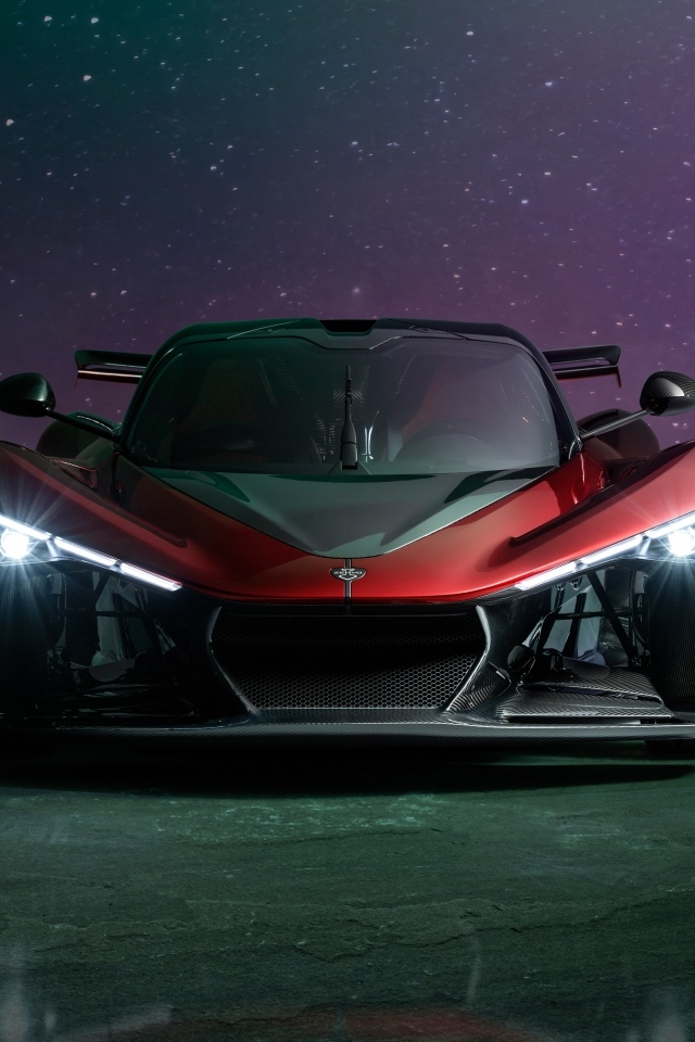 Красный автомобиль Zenvo Aurora Agil  вид спереди