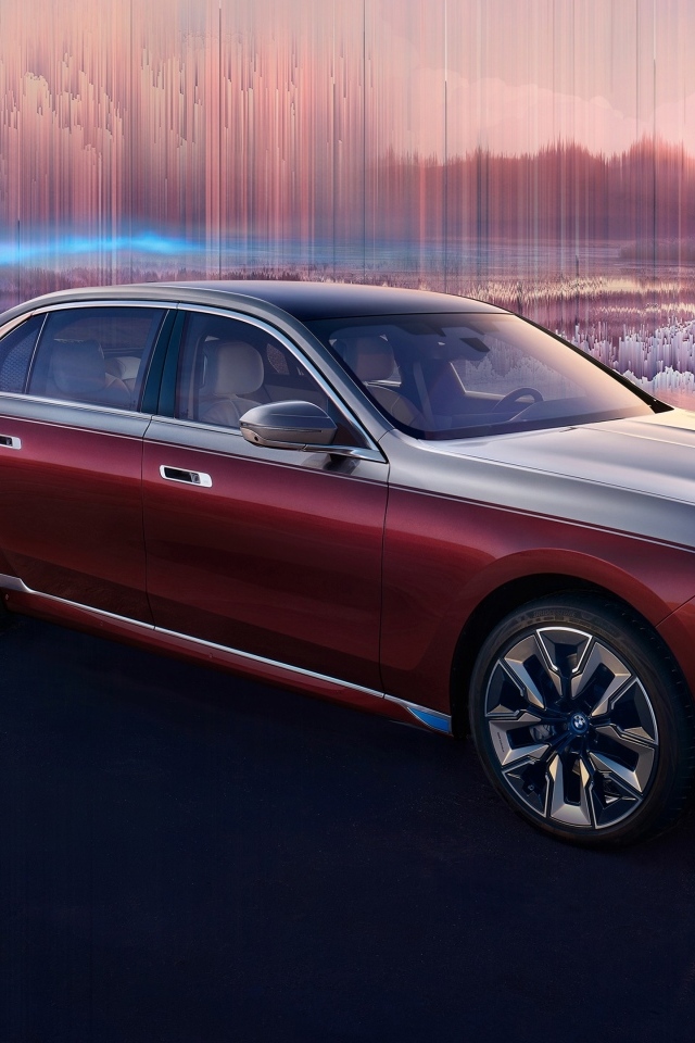 Красный новый автомобиль BMW I7