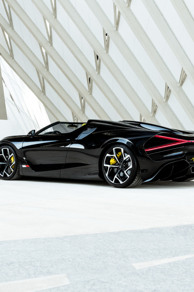 Черный Bugatti W 16 Mistral 2024 года вид сзади