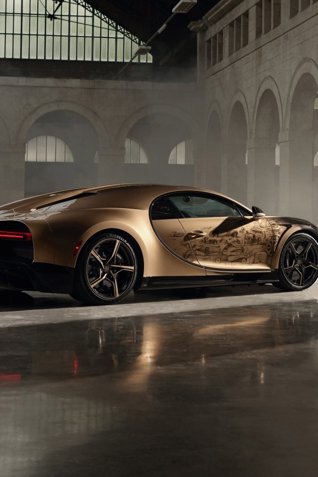 Быстрый автомобиль Bugatti Chiron в здании