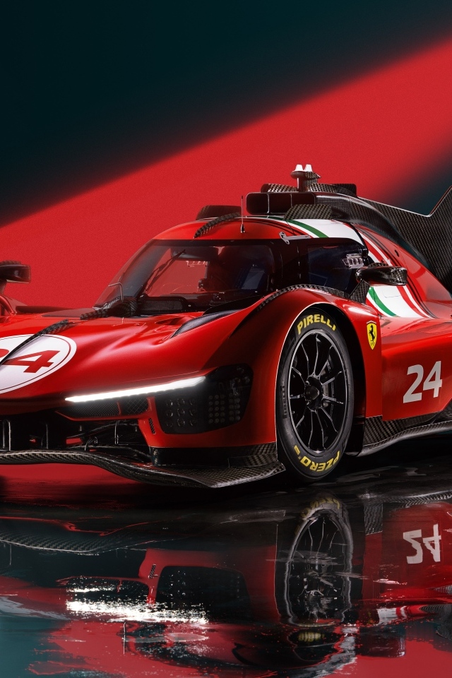 Вид спереди на спортивный автомобиль Ferrari 499P Modificata