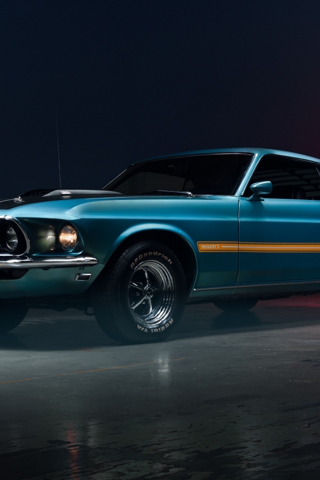 Ретро автомобиль Mustang Mach 1, 1969 года