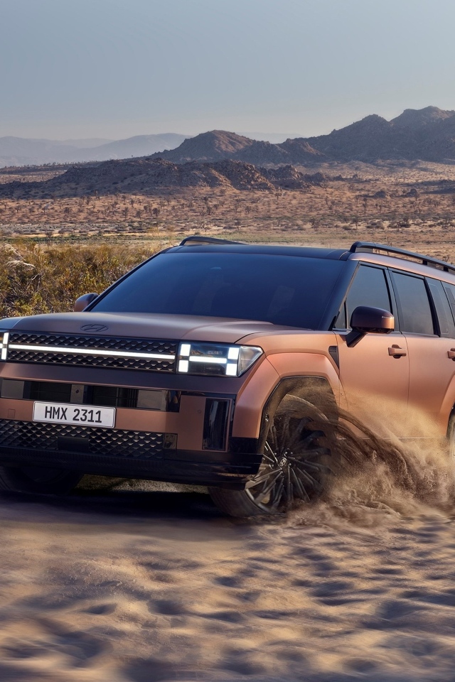 Внедорожник Hyundai Santa Fe 2024 года в пустыне