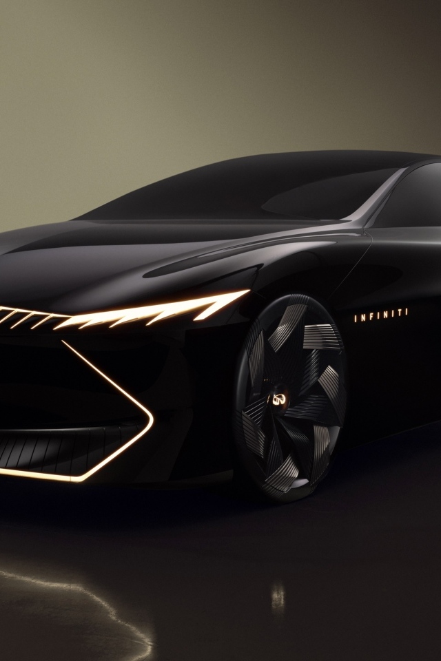 Черный автомобиль Infiniti Vision Qe 2023 года