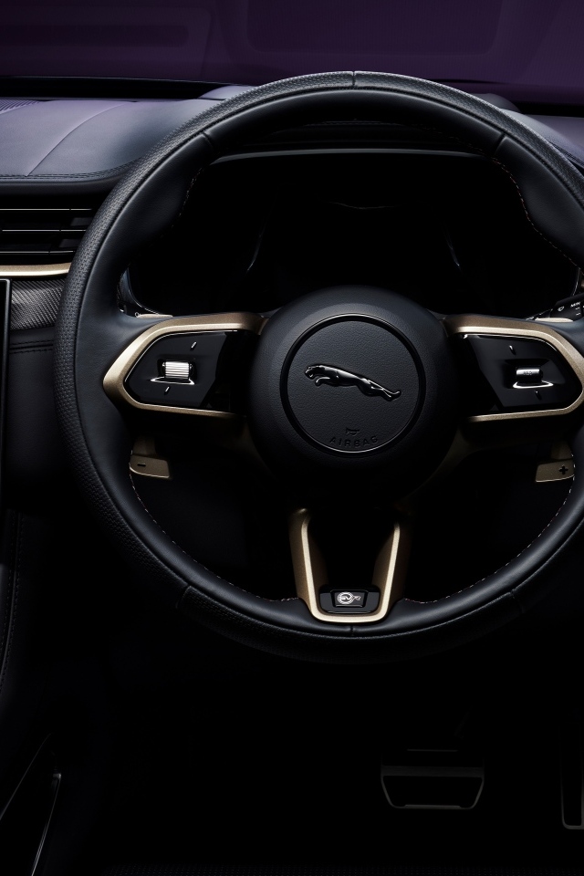 Черный кожаный салон автомобиля Jaguar F-Pace SVR