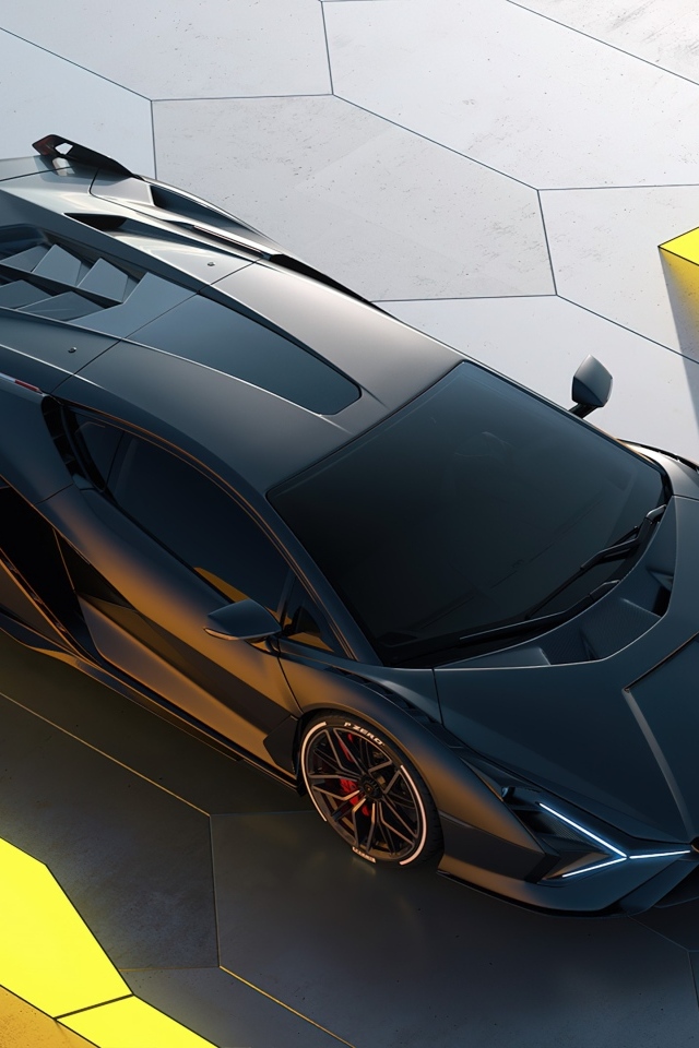 Вид сверху на автомобиль  Lamborghini Sian CGI