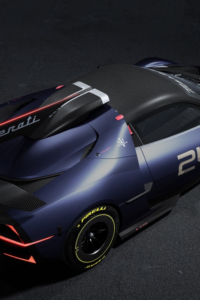 Вид сверху на автомобиль Maserati MCXtrema 2024 года