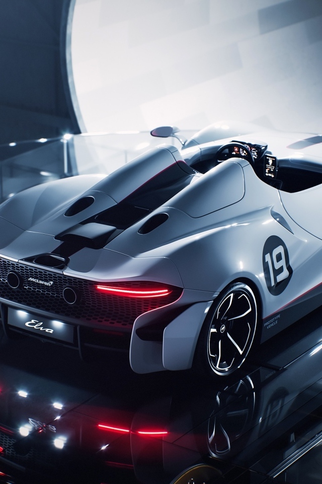 Вид сзади на автомобиль McLaren Elva